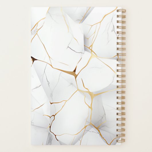Elegant wit en goud gemarmerd monogram naam planner (Achterkant)