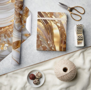 Elegant wit en goud glinsterend marmerpatroon cadeaupapier