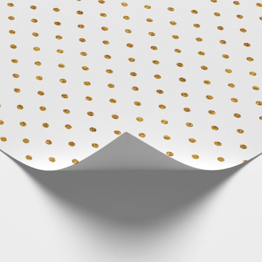 Elegant wit en goud glitter polka dot patroon cadeaupapier (Hoek)