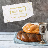 Elegant Wit en Goud Hebreeuws Shabbat Shalom Handdoek