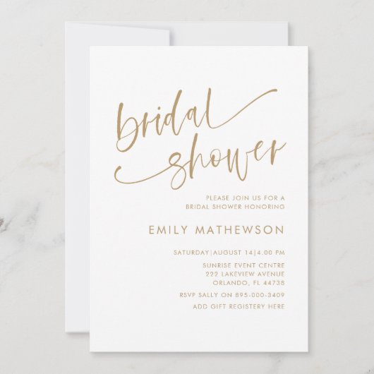 Elegant wit en goud kalligrafie Vrijgezellenfeest Kaart (Voorkant)