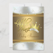 Elegant wit en goud Little Prince Baby shower Kaart (Voorkant)