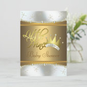Elegant wit en goud Little Prince Baby shower Kaart (Staand voorkant)