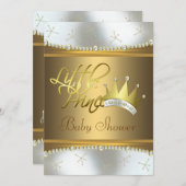 Elegant wit en goud Little Prince Baby shower Kaart (Voorkant / Achterkant)