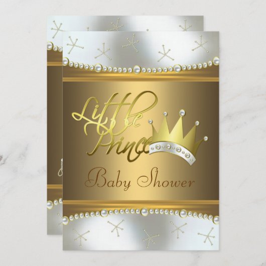 Elegant wit en goud Little Prince Baby shower Kaart (Voorkant / Achterkant)