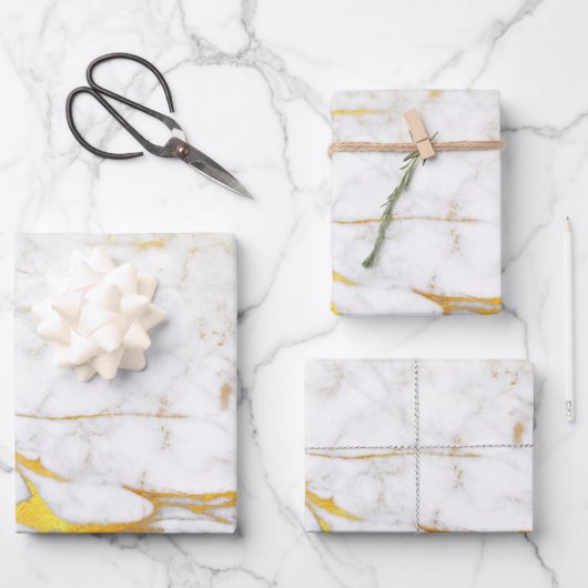 Elegant Wit en Goud Marmer Inpakpapier Vel (Voorkant)