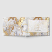 Elegant wit en goud marmeren bruiloft gastenboek (Volledig)
