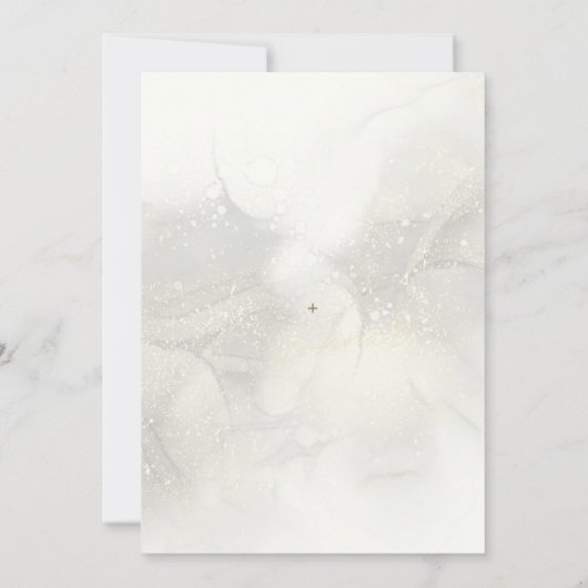 Elegant wit en goud marmeren bruiloft ontwerp kaart (Achterkant)