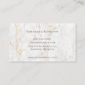 Elegant wit en goud marmeren monogram visitekaartje (Achterkant)