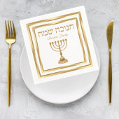 Elegant Wit en Goud Menorah Hebreeuws Chanoeka Servet