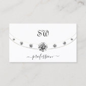 Elegant wit en goud met Initialen Strass Visitekaartje (Voorkant)