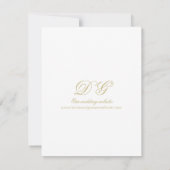 Elegant Wit en Goud Monogram Bruiloft Details Kaart (Achterkant)