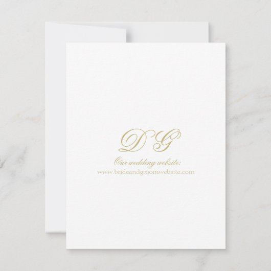 Elegant Wit en Goud Monogram Bruiloft Details Kaart (Achterkant)