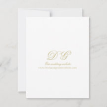 Elegant Wit en Goud Monogram Bruiloft Details