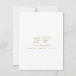 Elegant Wit en Goud Monogram Bruiloft Details Kaart