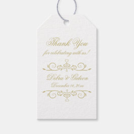 Elegant Wit en Goud Monogram Dank u Cadeaulabel