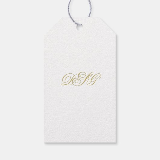 Elegant Wit en Goud Monogram Dank u Cadeaulabel (Achterkant)