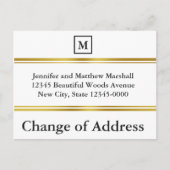 Elegant Wit en Goud Monogram Verhuisbericht Aankondigingskaart (Voorkant)