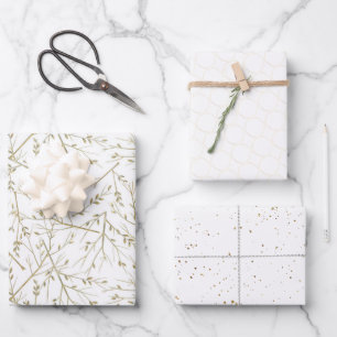 Elegant Wit en Goud Patroon Bruiloft Inpakpapier Vel