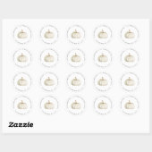 Elegant Wit en Goud Pompoen Retouradres Ronde Sticker (Vel)