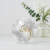 Elegant wit en goud sneeuwvlok Baby shower Kaart (Staand voorkant)
