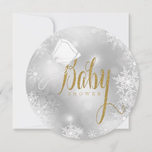 Elegant wit en goud sneeuwvlok Baby shower Kaart (Voorkant)
