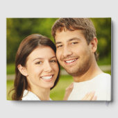 Elegant wit en goud twee foto's bruiloft gastenboek (Achterkant)