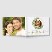 Elegant wit en goud twee foto's bruiloft gastenboek (Volledig)
