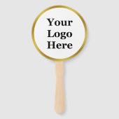 Elegant Wit en Goud Uw Logo Hier Sjabloon Handwaaier (Achterkant)