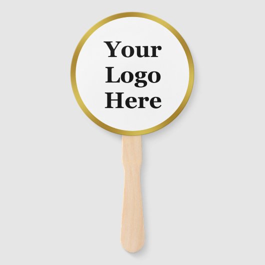 Elegant Wit en Goud Uw Logo Hier Sjabloon Handwaaier (Voorkant)