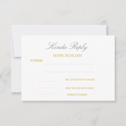 Elegant Wit en Goud Verjaardag Reactie RSVP Kaartje (Voorkant)