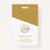 Elegant wit en goud werknemer foto bedrijf Logo Badge (Achterkant)