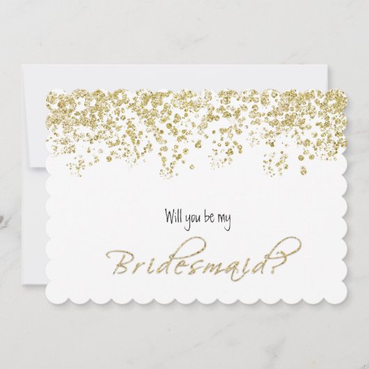 Elegant wit en goud, wil je mijn bruidsmeisje zijn kaart (Voorkant)