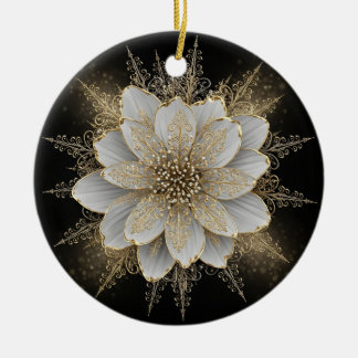 Elegant wit en gouden bloem ornament