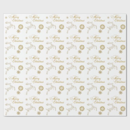 Elegant wit en gouden kerstpapier cadeaupapier (Vlak)
