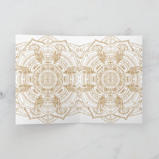 Elegant wit en gouden Mandala handgeschreven ontwe Feestdagen Kaart (Binnen)