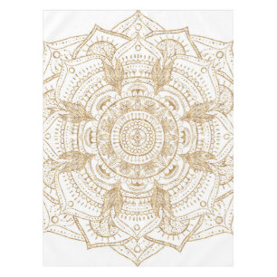 Elegant wit en gouden Mandala handgeschreven ontwe Tafelkleed