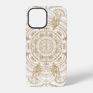 Elegant wit en gouden Mandala handgetekend ontwerp iPhone 12 Pro Hoesje