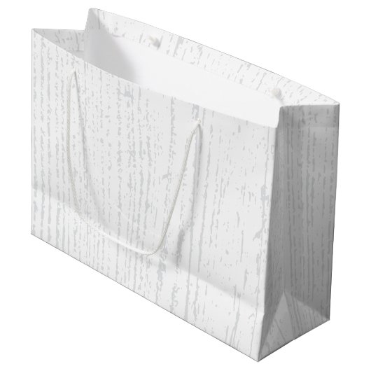 Elegant Wit en Grijs Houtnerf Groot Cadeauzakje (Voorkant Gekanteld)