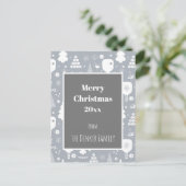 Elegant wit en grijs kerst briefkaart (Staand voorkant)