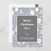 Elegant wit en grijs kerst briefkaart (Voorkant / Achterkant)