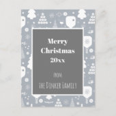 Elegant wit en grijs kerst briefkaart (Voorkant)