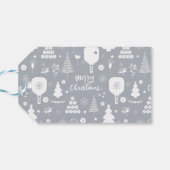 Elegant wit en grijs kerst cadeaulabel (Achterkant Horizontaal)