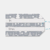 Elegant wit en grijs kerst cadeaulabel (Voorkant (Horizontaal))