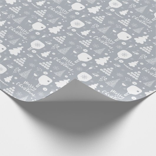 Elegant wit en grijs kerst cadeaupapier (Hoek)