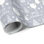 Elegant wit en grijs kerst  cadeaupapier (Rol Hoek)