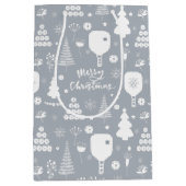 Elegant wit en grijs kerst medium cadeauzakje (Voorkant)