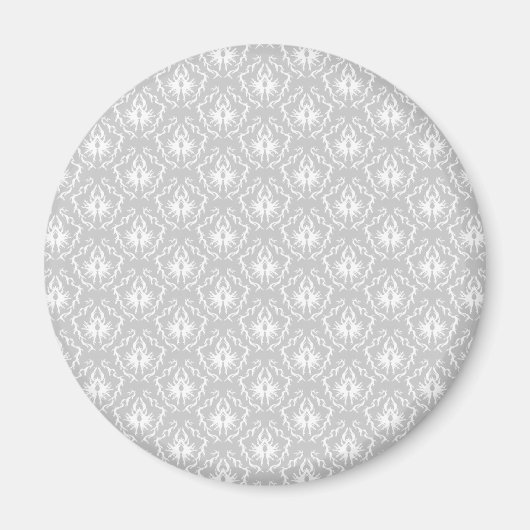 Elegant wit en grijs patroon. Damask. Magneet (Voorkant)