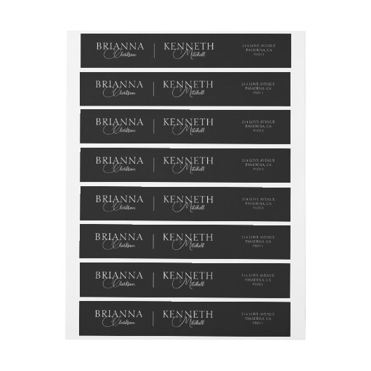 Elegant wit en grijs script op zwarte bruiloft (Vel)