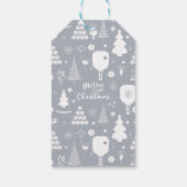 Elegant wit en grijs vrolijk kerstfeest horizontaa cadeaulabel (Achterkant)